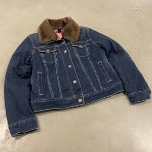 vintage fur collar gap denim Jacket